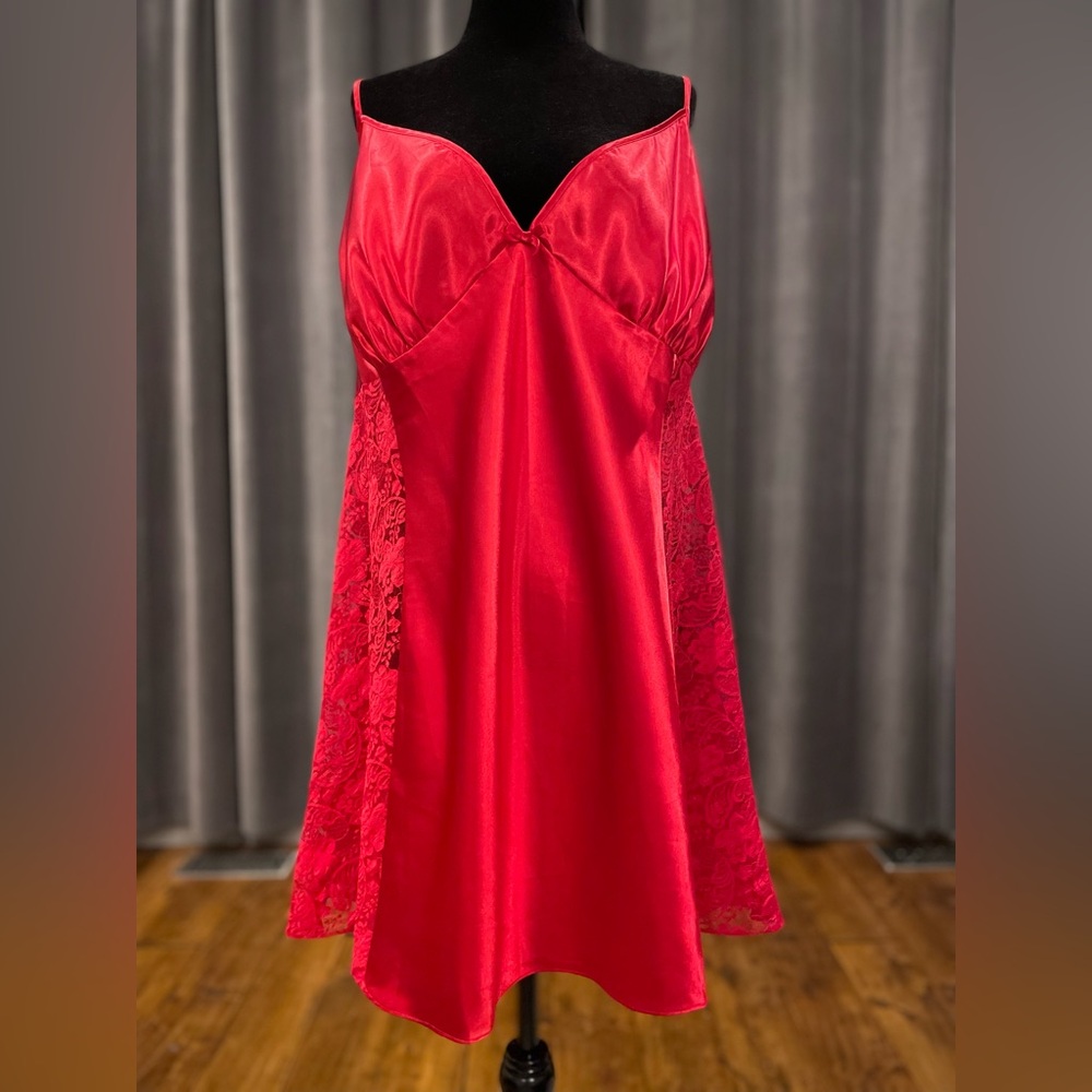 Plus size red satin nightie